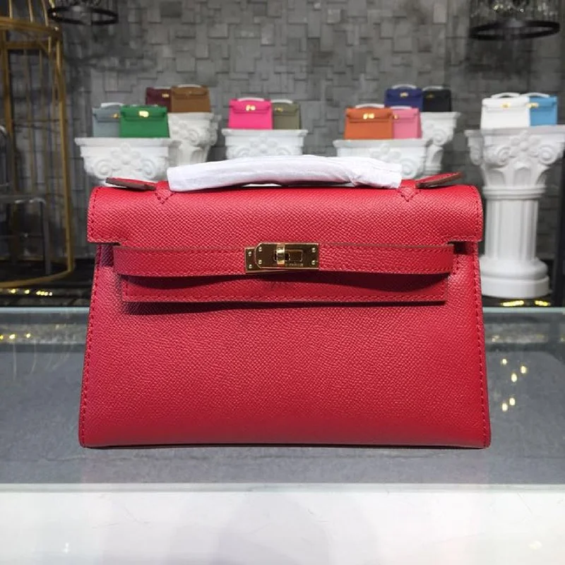 Hermes Mini Kelly KP Pochette Red For Women Gold Toned Hardware 8.7in/22cm