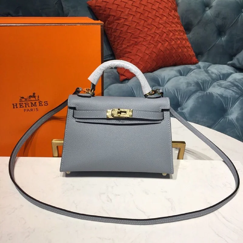 Hermes Mini Kelly Light Blue For Women Gold Toned Hardware 7.5in/19cm