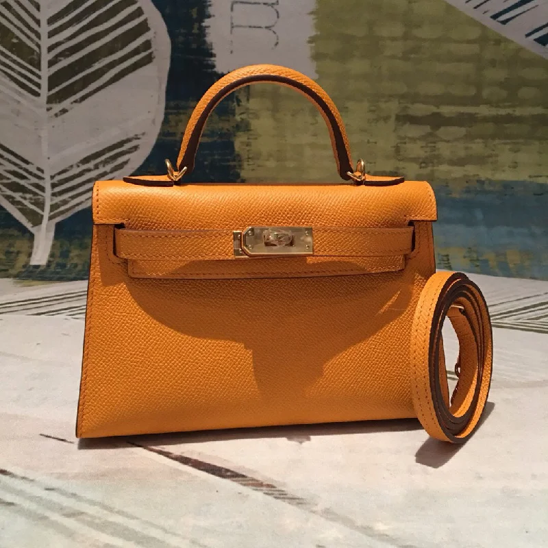 Hermes Mini Kelly Orange For Women Gold Toned Hardware 7.5in/19cm