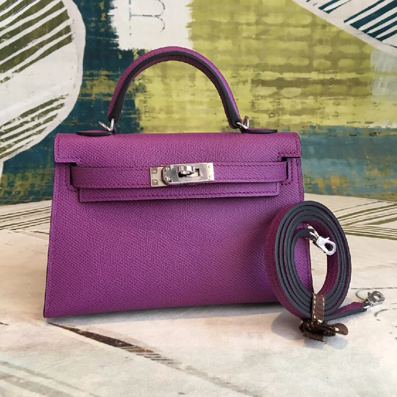 Hermes Mini Kelly Violet For Women Silver Toned Hardware 7.5in/19cm