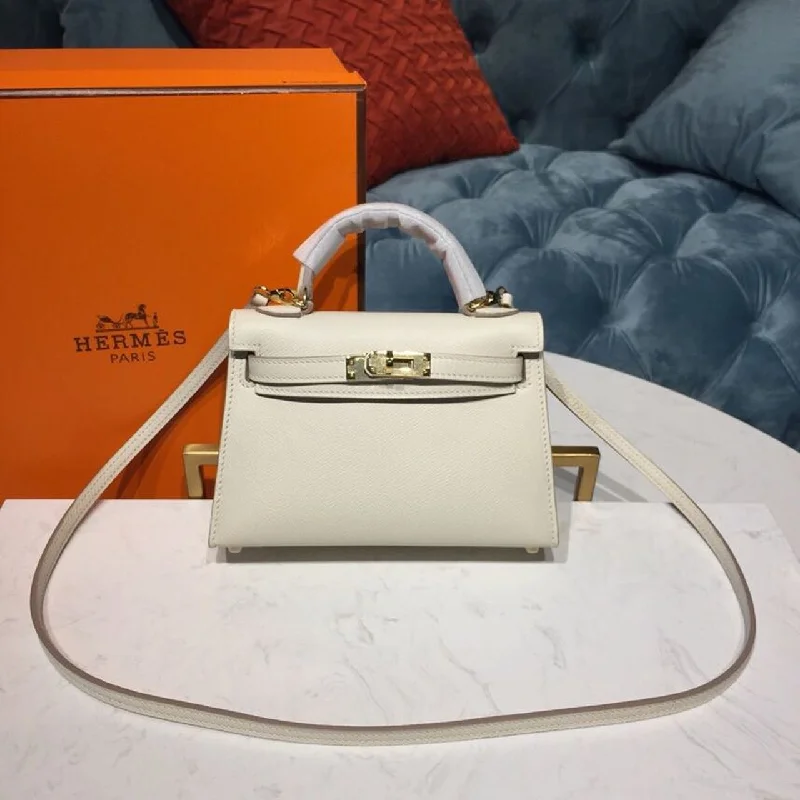 Hermes Mini Kelly White For Women Gold Toned Hardware 7.5in/19cm