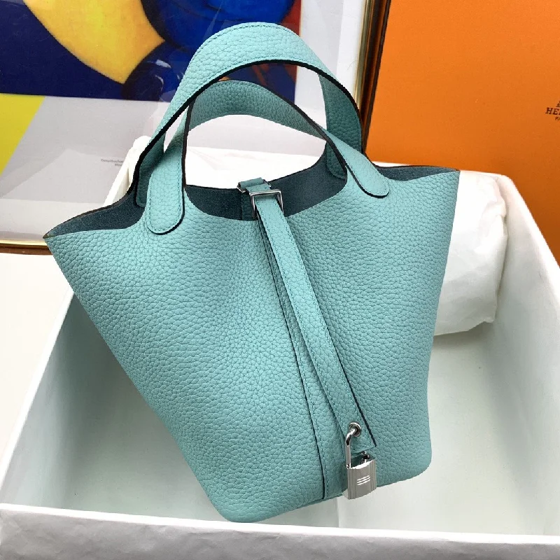 Hermes Picotin Lock 18 Bag Light Blue With Silver-Toned Hardware For Women. Women-s Handbags 7.1in/18cm