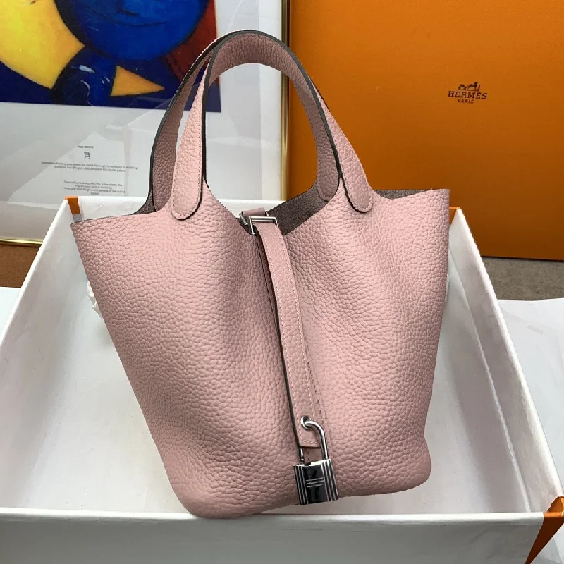 Hermes Picotin Lock 18 Bag Light Pink With Silver-Toned Hardware For Women. Women-s Handbags 7.1in/18cm