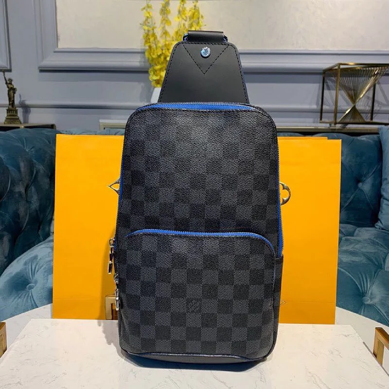 Louis Vuitton Avenue Sling Bag Damier Graphite Canvas Blue For Men. Men-s Bags. Crossbody Bags 12.2in/31cm LV N40008