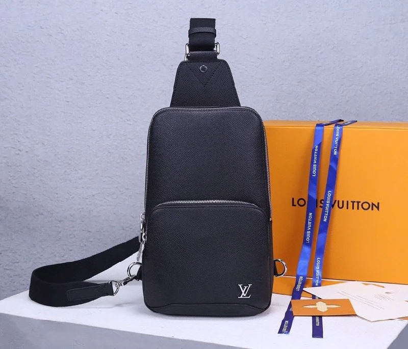 Louis Vuitton Avenue Sling Bag Taiga Black For Men. Men-s Bags. Messenger And Crossbody Bags 12.2in/31cm LV M30443