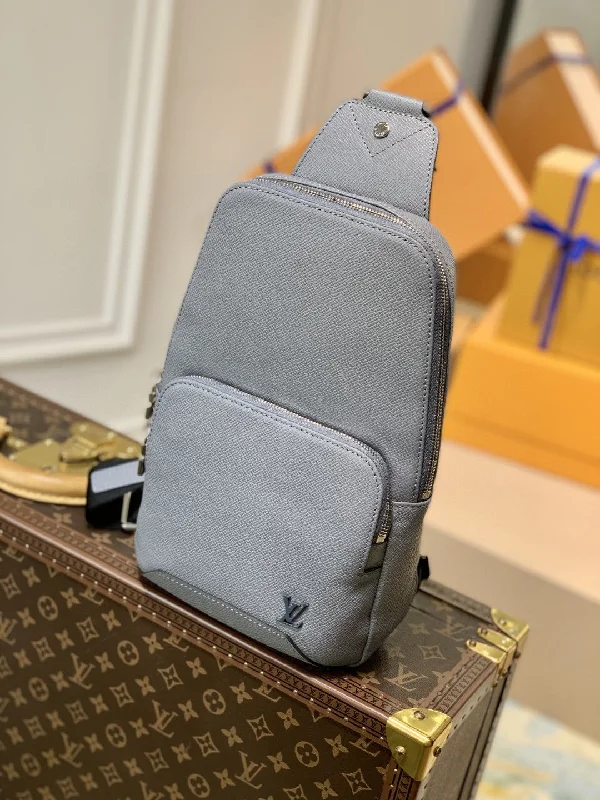 Louis Vuitton Avenue Sling Bag Taiga Grey For Men. Men-s Bags. Crossbody Bags 12.2in/31cm LV M30801