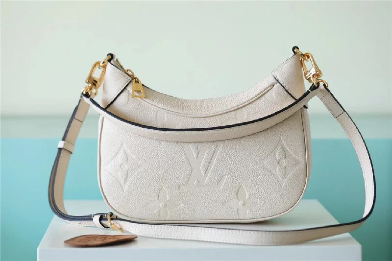 Louis Vuitton Bagatelle Monogram Empreinte Creme Beige For Women. Women-s Handbags. Shoulder And Crossbody Bags 22cm/8.7in LV M46099