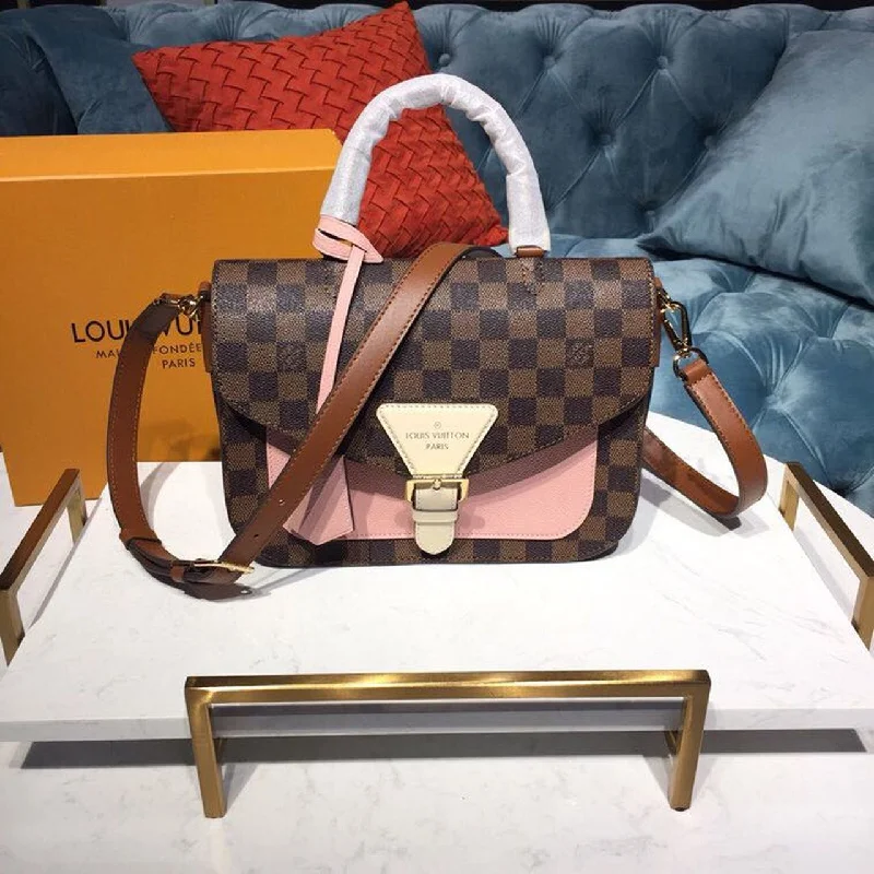 Louis Vuitton Beaumarchais Damier Ebene Canvas Venus Pink For Women. Women-s Handbags. Shoulder And Crossbody Bags 9.8in/25cm LV N40147