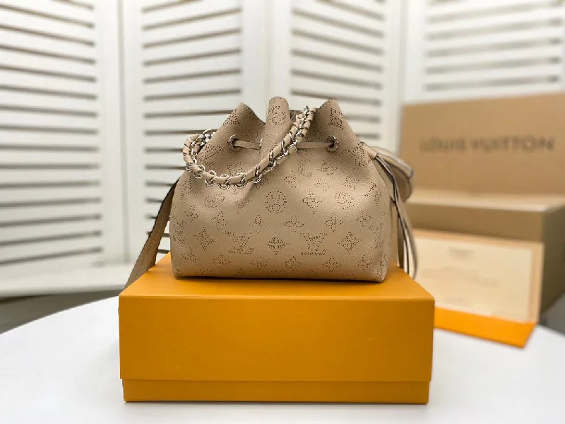 Louis Vuitton Bella Bucket Bag Mahina Galet Grey For Women. Women-s Handbags. Shoulder And Crossbody Bags 7.5in/22cm LV M57201