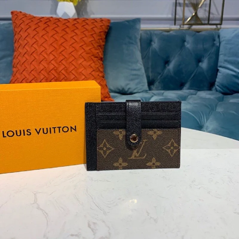 Louis Vuitton Button Multi Card Holder Monogram Canvas Black For Women. Women Wallet LV