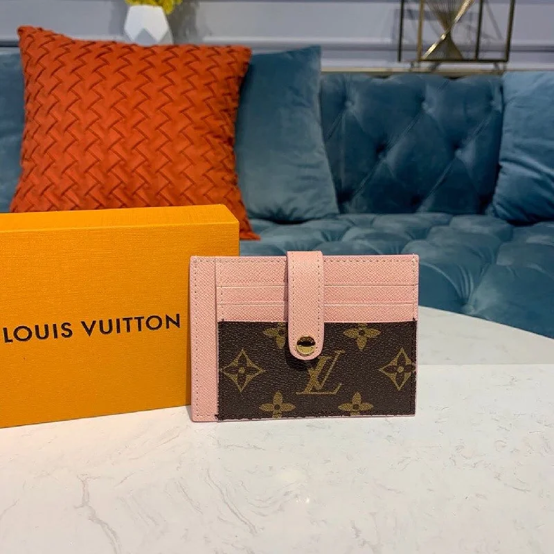 Louis Vuitton Button Multi Card Holder Monogram Canvas Pink For Women. Women Wallet LV