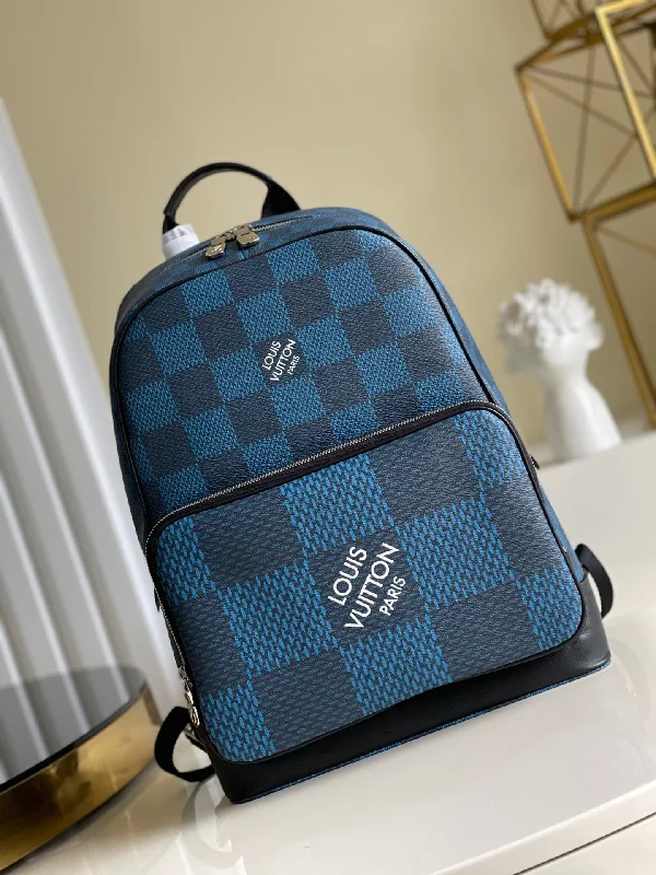 Louis Vuitton Campus Backpack Damier Graphite 3D Canvas Blue For Men. Men-s Bags 39cm LV N50008