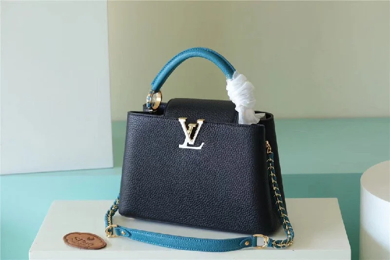 Louis Vuitton Capucines BB Taurillon Black/Blue For Women. Women-s Bags. Shoulder And Crossbody Bags 10.6in/27cm LV