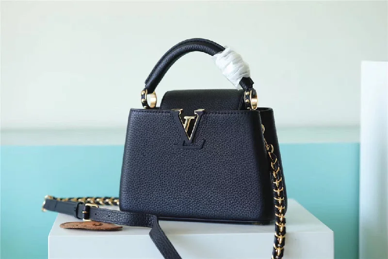 Louis Vuitton Capucines Mini Taurillon Black For Women. Women-s Handbags. Shoulder And Crossbody Bags 21cm/8.3in LV