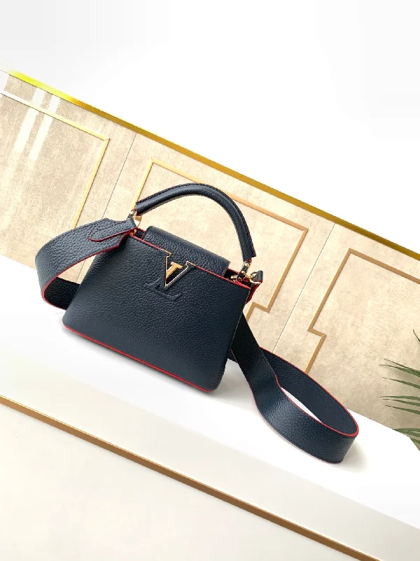 Louis Vuitton Capucines Mini Taurillon Navy Blue For Women. Women-s Handbags. Shoulder And Crossbody Bags 8.3in/21cm LV