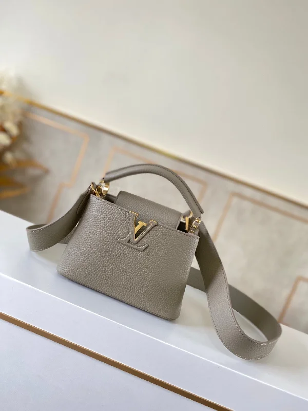 Louis Vuitton Capucines Mini Taurillon Steeple Grey For Women. Women-s Handbag. Shoulder And Crossbody Bags 8.3in/21cm LV