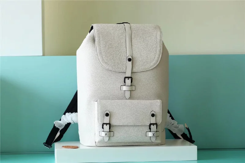 Louis Vuitton Christopher Slim Backpack White Taurillon For Men. Men-s Bags 42cm LV M58644