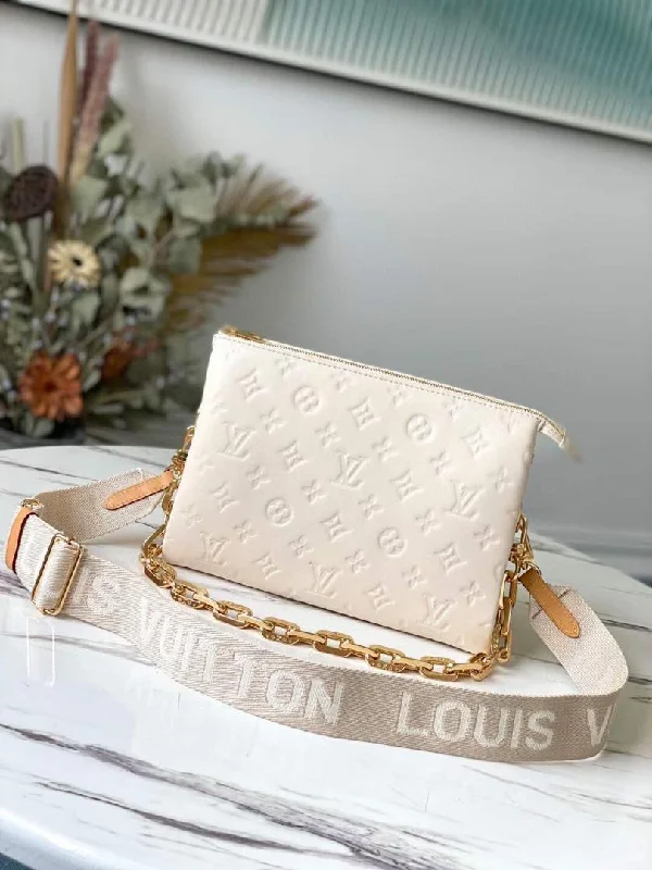 Louis Vuitton Coussin PM Monogram-Embossed Puffy Cream For Women. Women-s Handbags. Shoulder And Crossbody Bags 10.2in/26cm LV M57793