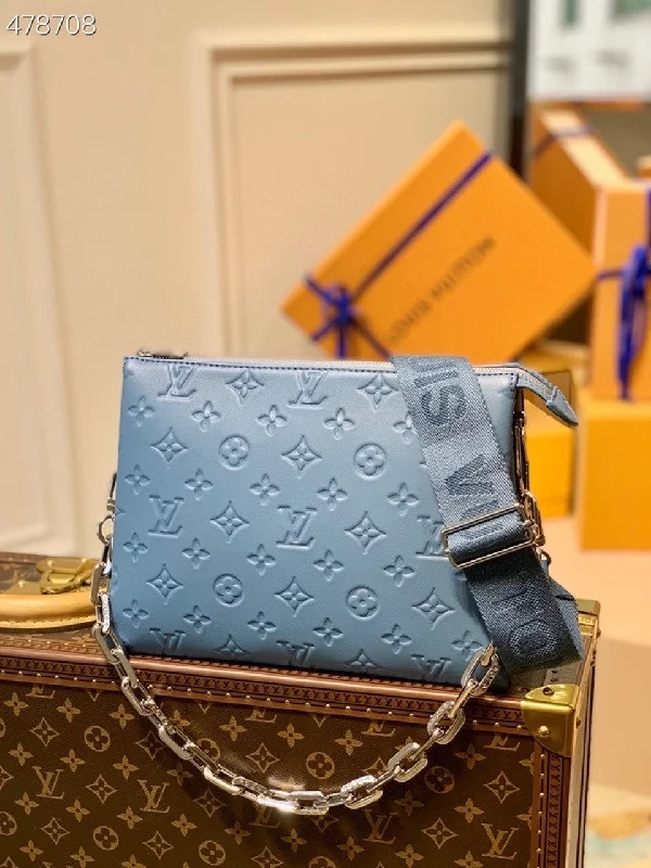 Louis Vuitton Coussin PM Monogram Embossed Puffy Light Blue For Women. Women-s Handbags. Shoulder And Crossbody Bags 10.2in/26cm LV