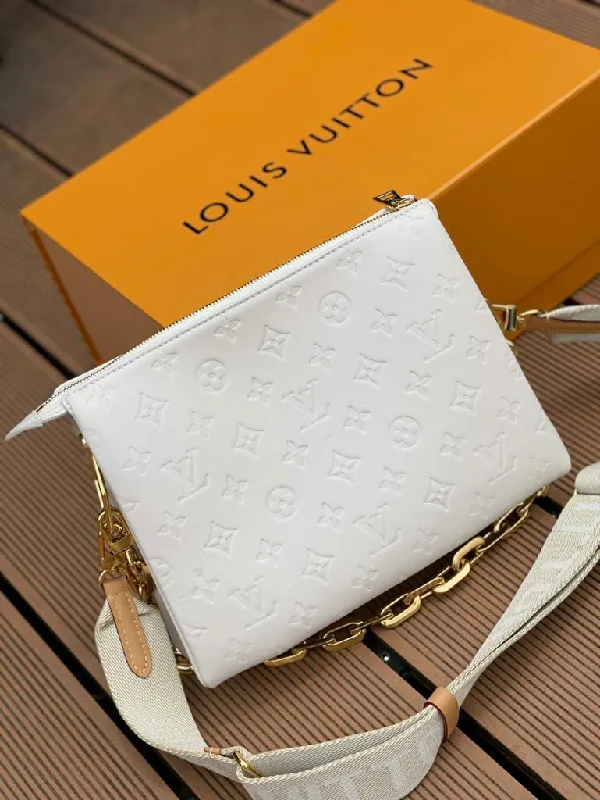 Louis Vuitton Coussin PM Monogram Embossed Puffy White For Women. Women-s Handbags. Shoulder And Crossbody Bags 10.2in/26cm LV M57793