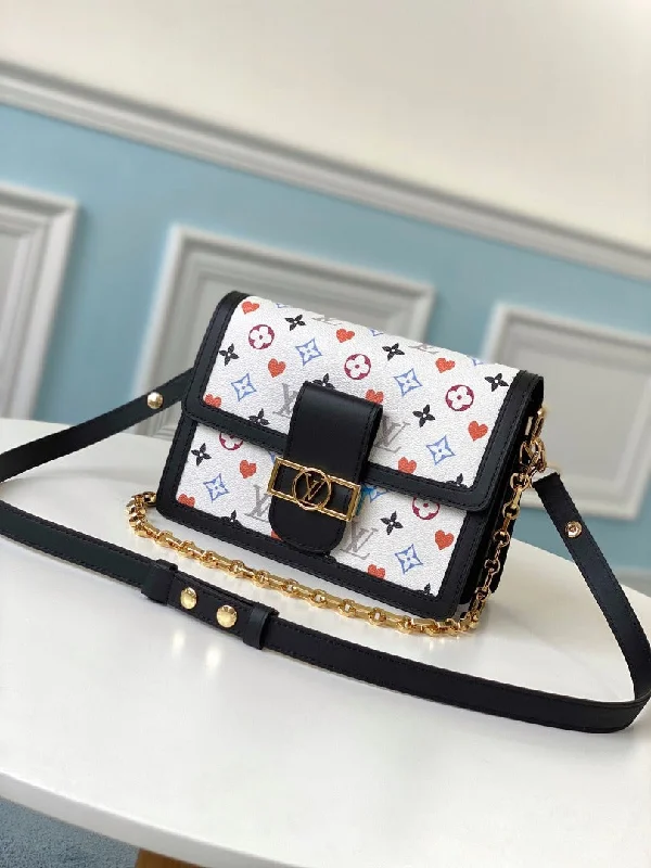 Louis Vuitton Dauphine MM Game On Monogram Canvas White For Women. Women-s Handbags. Shoulder Bags 9.8in/25cm LV M57463