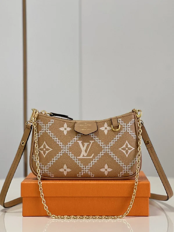 Louis Vuitton Easy Pouch On Strap Monogram Empreinte Arizona Beige For Women. Women-s Handbags 7.5in/19cm LV M81137