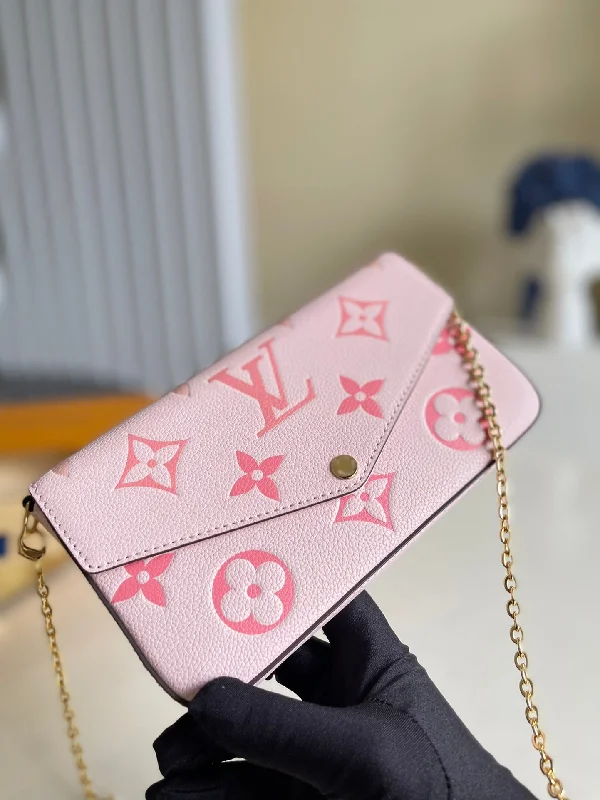 Louis Vuitton Felicie Pochette Monogram Empreinte Pink For Women. Women-s Bags. Shoulder And Crossbody Bags 8.3in/21cm LV M80498