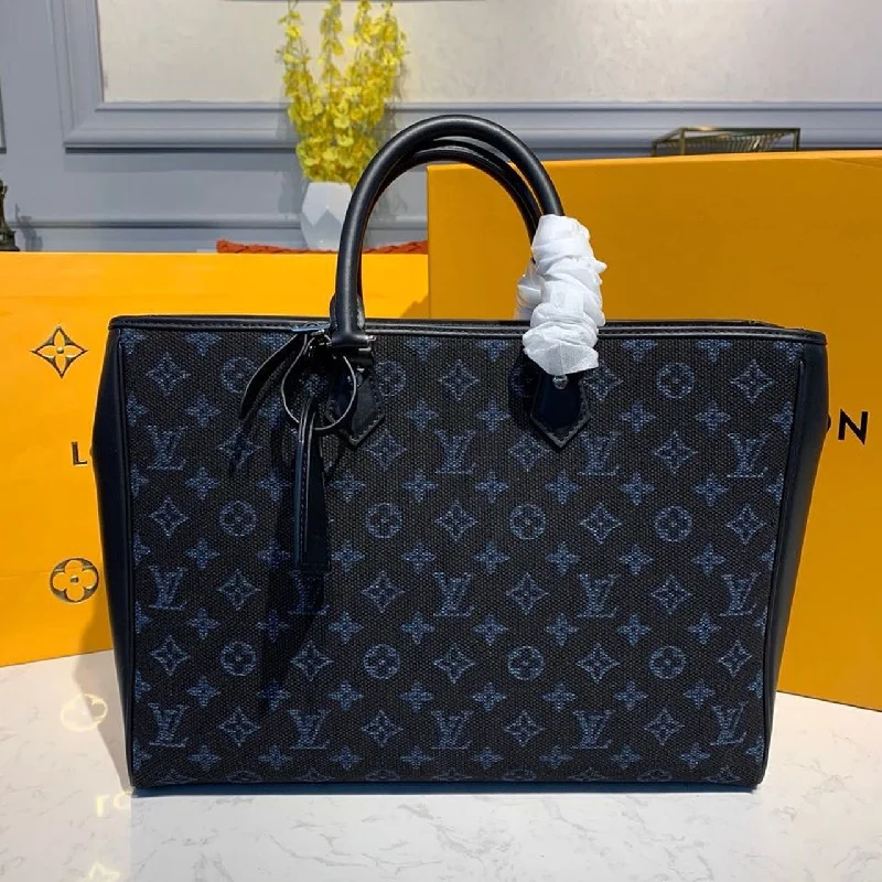 Louis Vuitton Grand Sac Tote Bag Monogram Jacquard Cobalt Blue For Men. Men-s Handbags. Shoulder Bags 14.5in/37cm LV M55203