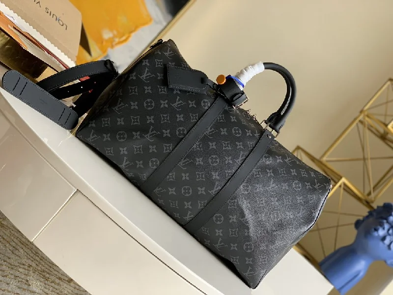 Louis Vuitton Keepall Bandouliere 45 Monogram Eclipse Canvas For Men. Men-s Bags. Travel Bags 17.7in/45cm LV M40569