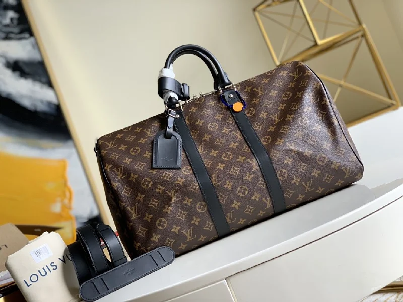 Louis Vuitton Keepall Bandouliere 45 Monogram Macassar Canvas For Men. Men-s Bags. Travel Bags 17.7in/45cm LV M56711