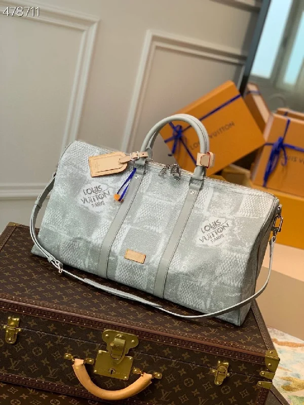 Louis Vuitton Keepall Bandouliere 50 Damier Salt Canvas Stone Grey For Men. Men-s Bags. Travel Bags 19.7in/50cm LV N50069