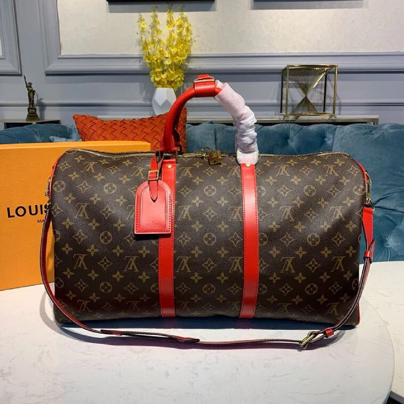 Louis Vuitton Keepall Bandouliere 50 Monogram Canvas Red For Men. Men-s Bags 19.7in/50cm LV M44740