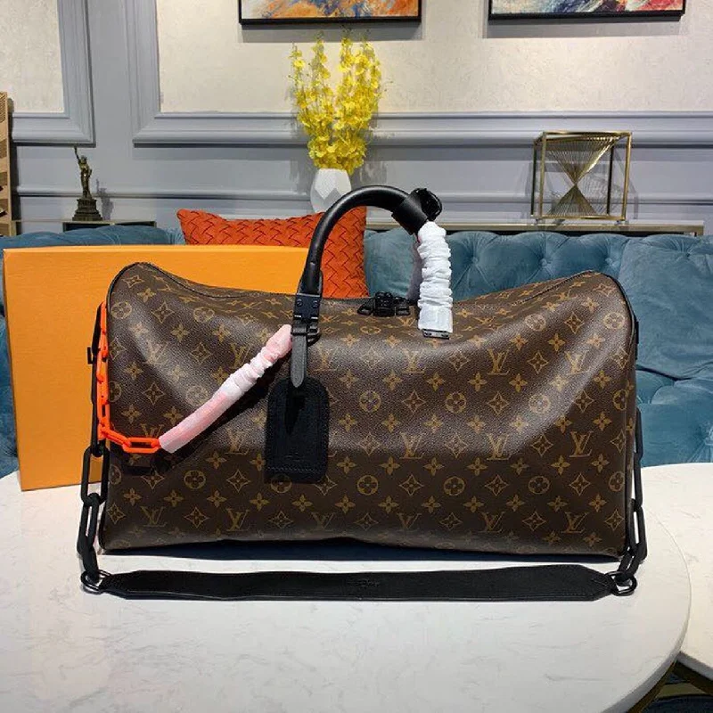 Louis Vuitton Keepall Bandouliere 50 Monogram Solar Ray Canvas Black/Orange By Virgil Abloh For Men. Men-s Bags. Travel Bags 19.7in/50cm LV M44471