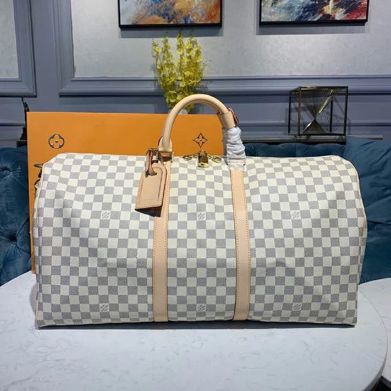 Louis Vuitton Keepall Bandouliere 55 Damier Azur Canvas For Women. Women-s Handbags. Travel Bags 21.7in/55cm LV N41429