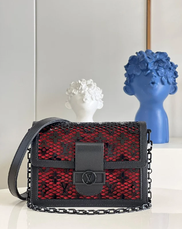 Louis Vuitton Limited Dauphine MM Bags By Nicolas Ghesquire With Monogram Lace Black For Women 25cm LV