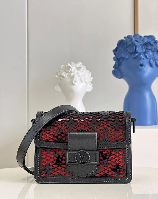 Louis Vuitton Limited Mini Dauphine Bags By Nicolas Ghesquire With Monogram Lace Black For Women 20cm LV M20595