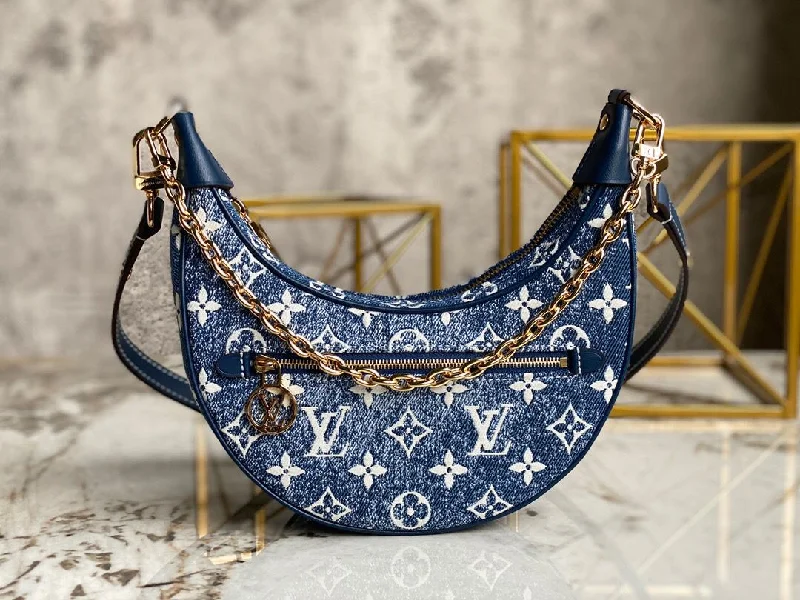 Louis Vuitton Loop Since 1854 Jacquard Navy Blue By Nicolas Ghesquire For Cruise Show. Women-s Handbags 9.1in/23cm LV M81166