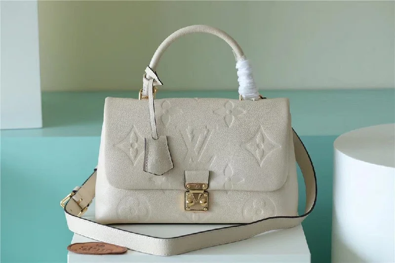 Louis Vuitton Madeleine MM Monogram Empreinte Creme Beige For Women. Women-s Handbags. Shoulder and Crossbody Bags 11.8in/30cm LV