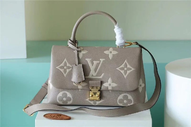 Louis Vuitton Madeleine MM Monogram Empreinte Dove Gray/ Creme Beige For Women. Women-s Handbags. Shoulder and Crossbody Bags 11.8in/30cm LV M46041