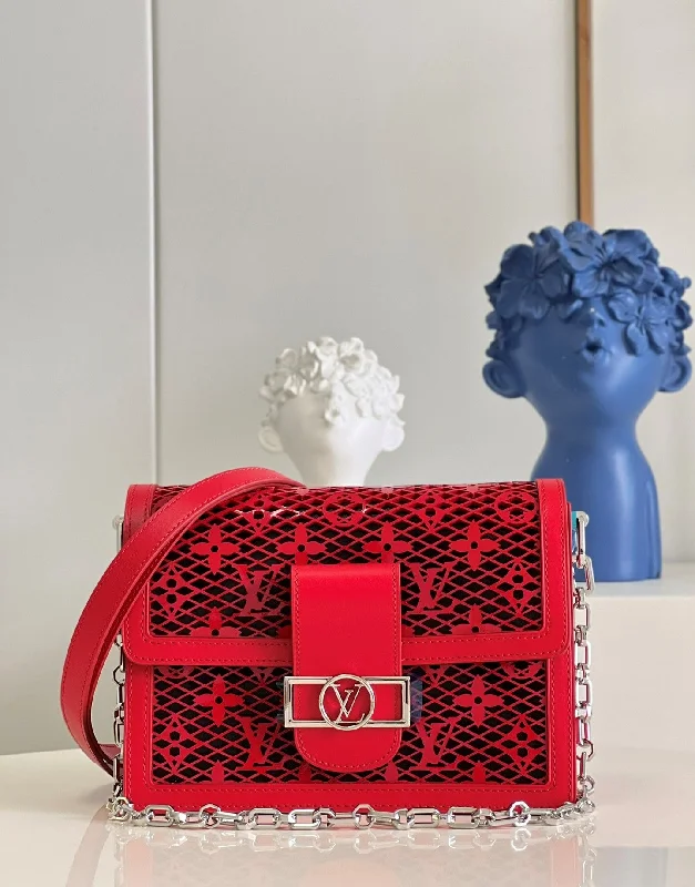 Louis Vuitton Mini Dauphine Bags By Nicolas Ghesquire With Monogram Lace Red For Women 20cm LV M20359