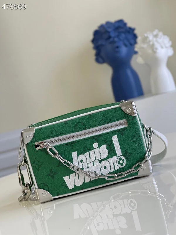 Louis Vuitton Mini Soft Trunk Vintage Monogram Canvas Green By Virgil Abloh For Fall-Winter. Men-s Handbags. Shoulder And Crossbody Bags 7.3in/18.5cm LV M80816