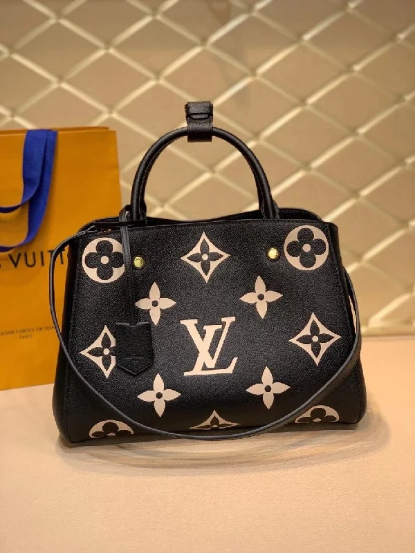 Louis Vuitton Montaigne MM Monogram Empreinte Black/Beige For Women. Women-s Handbags. Shoulder And Crossbody Bags 13in/33cm LV M41048