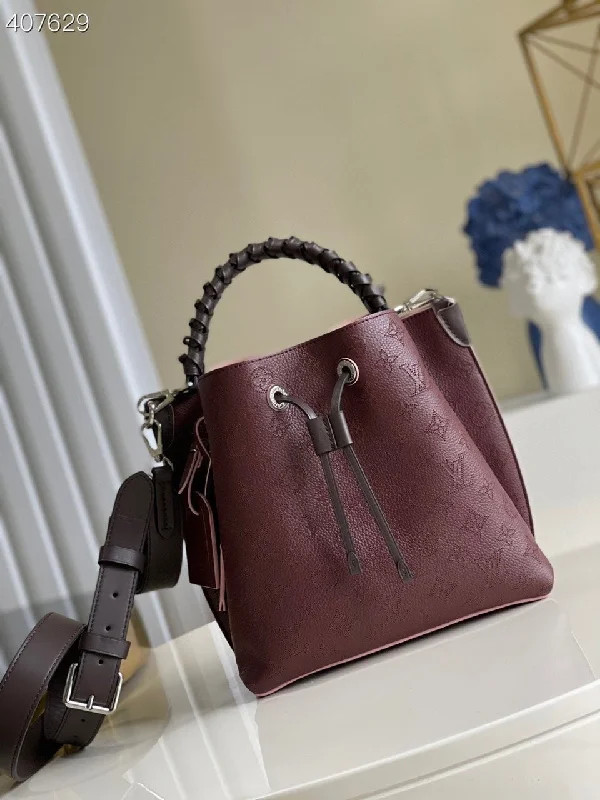 Louis Vuitton Muria Bucket Bag For Women. Women-s Handbags. Shoulder And Crossbody Bags Burgundy 9.8in/25cm LV