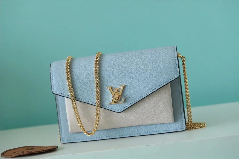 Louis Vuitton Mylockme Chain Pochette Bleu Nuage Blue For Women. Women-s Handbags. Shoulder and Crossbody Bags 7.5in/19cm LV M81436