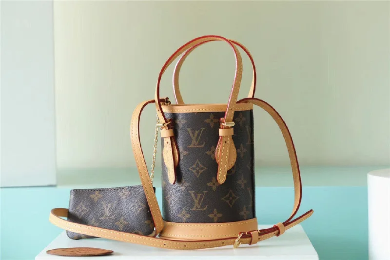 Louis Vuitton Nano Bucket Bag Monogram Canvas Brown For Women Brown 6.7in/17cm LV