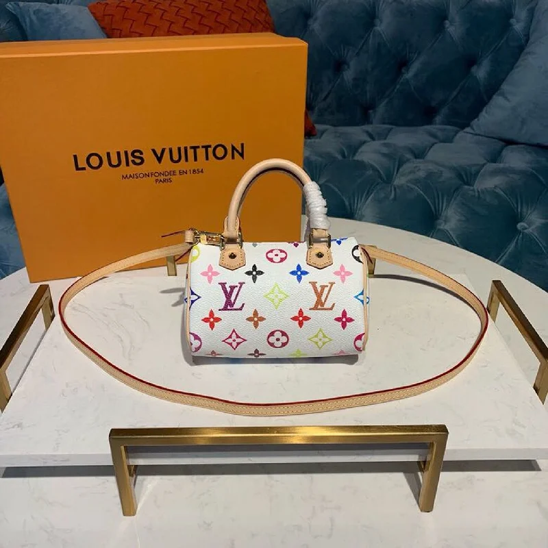 Louis Vuitton Nano Speedy Bag Monogram Canvas White/Multicolour For Women. Women-s Bags 6.3in/16cm LV M92645