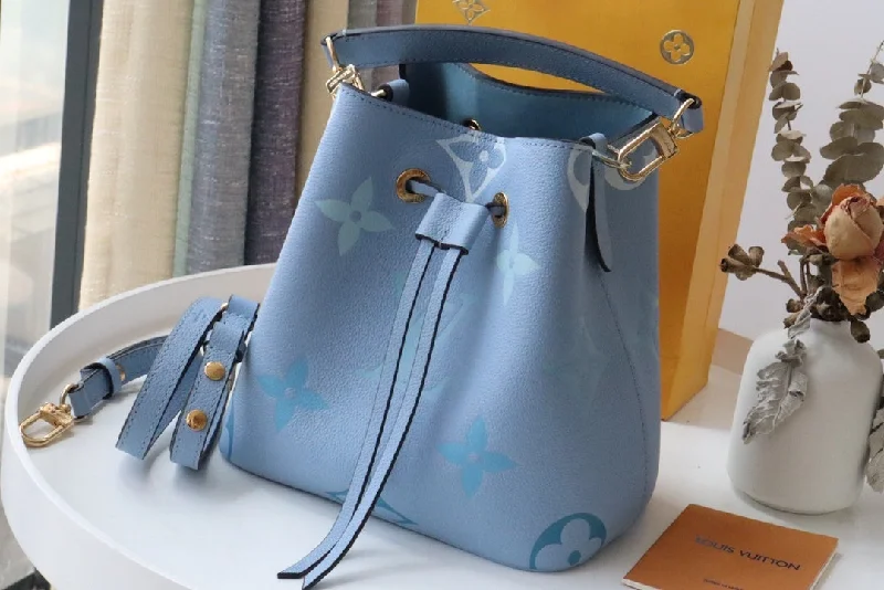 Louis Vuitton NeoNoe BB Bucket Bag Monogram Empreinte Blue For Women. Women-s Handbags. Shoulder Bags 7.9in/20cm LV M45709