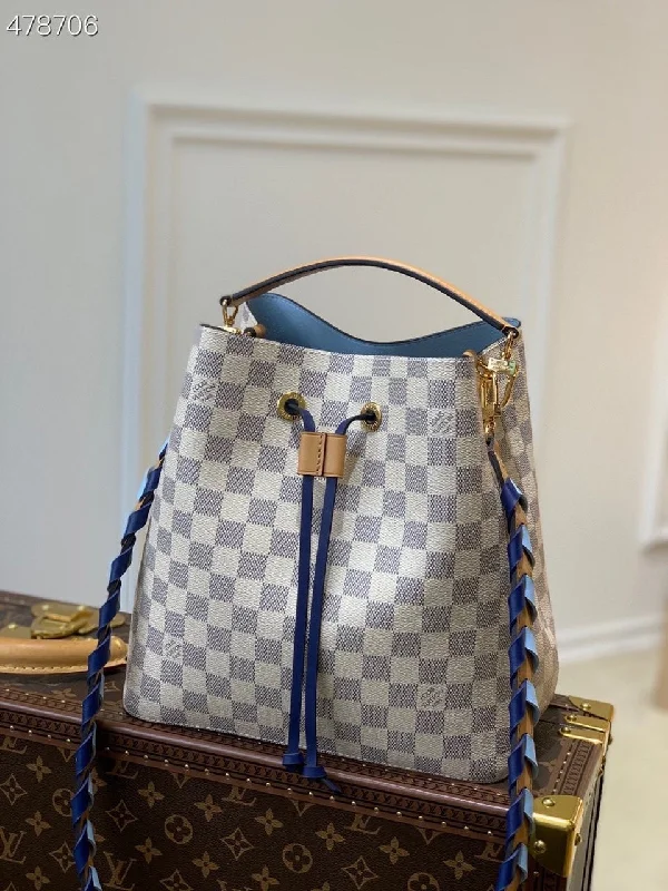 Louis Vuitton NeoNoe Bucket Bag MM Damier Azur Canvas 10.2in/26cm Blue For Women LV N50042