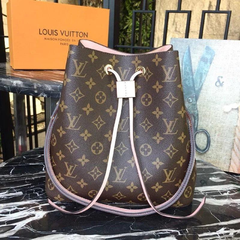 Louis Vuitton NeoNoe MM Bucket Bag Monogram Canvas Rose Poudre Pink For Women. Women-s Bags. Shoulder Bags 10.2in/26cm LV M44022