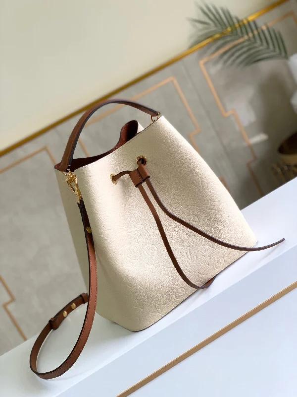 Louis Vuitton NeoNoe MM Bucket Bag Monogram Empreinte Creme For Women. Women-s Bags. Shoulder Bags 10.2in/26cm LV M45307